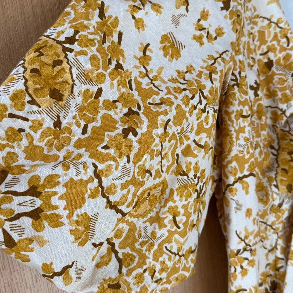 Sezane ROBE LONGUE NEOMIE ALCAZAR OCRE Yellow Floral Dress NWT SIZE 34 US 2 - Picture 5 of 16